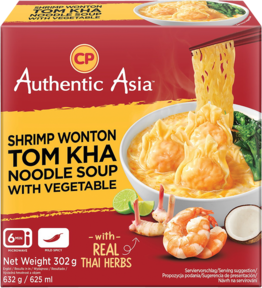 CP AUTHENTIC ASIA THAILAND Shrimp wonton noodle soup Tom Kha with vegetables frozen 302 g