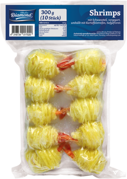 BLUE SEA DIAMOND Vietnam Shrimp covered with potato cooked, with tail 300 g